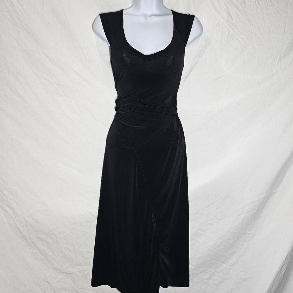 Vintage y2k sweetheart neckline black a-line midi dress